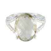 Skylar Light Green Gemstone Ring with Silver Band Green Amethyst Green